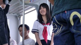pretty schoolgirl likes to travel with trains